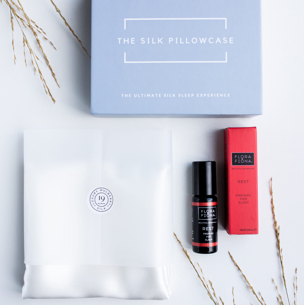 sleep gift set, silk pillowcase, pulsepoint oil